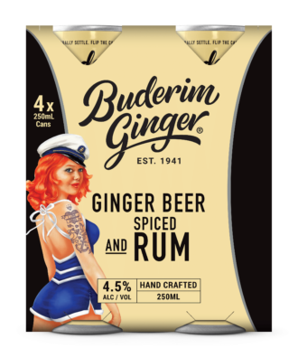 Bud12382 Buderim Packaging Redesign Alcoholic 4x250ml Ginger Beer And Spiced Rum Fop Final