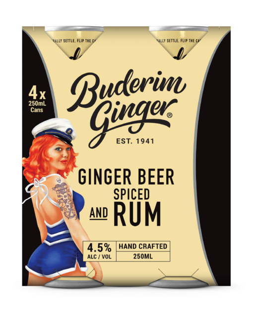 Bud12382 Buderim Packaging Redesign Alcoholic 4x250ml Ginger Beer And Spiced Rum Fop Final