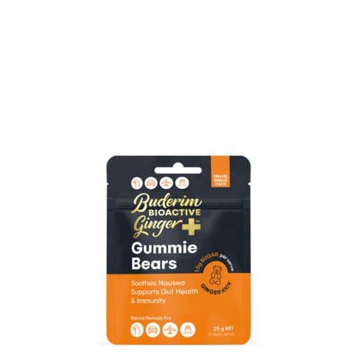 Buderim Bioactive Ginger Gummie Bears 25g Travel Pack01